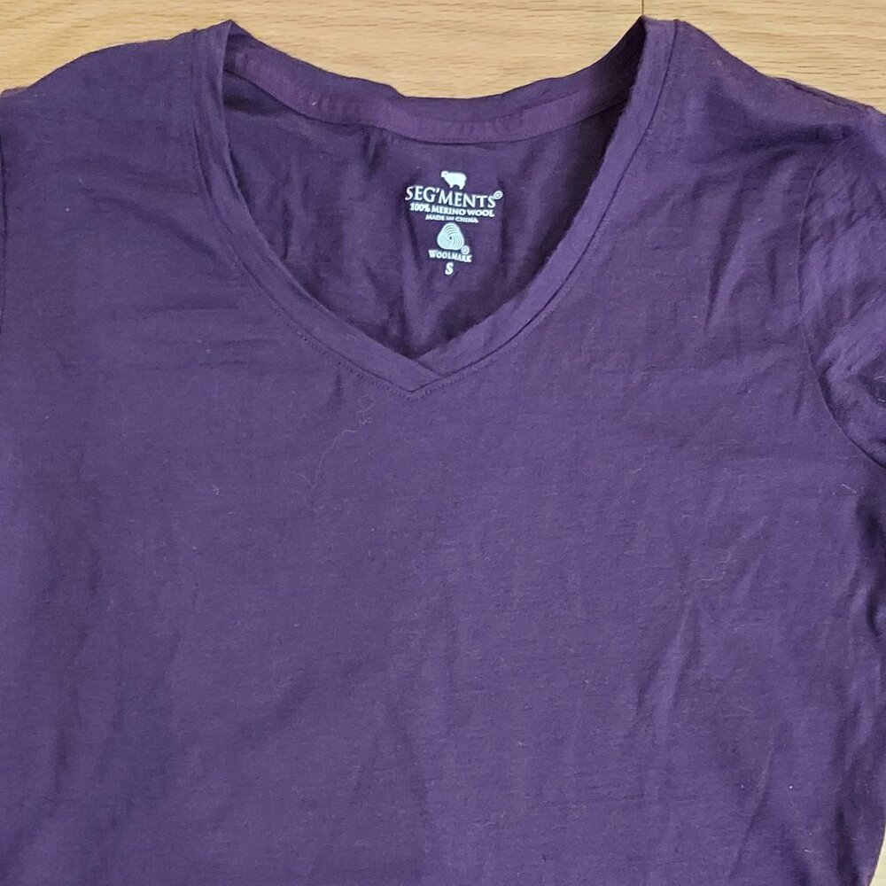 Women's Segments 100% Merino Wool Sweater, Plum Purple, Size Small